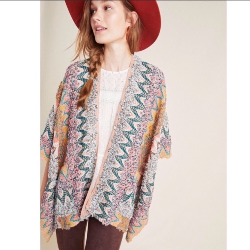Anthropologie Akemi + Kin Alva Chevron Metallic Kimono Cardigan